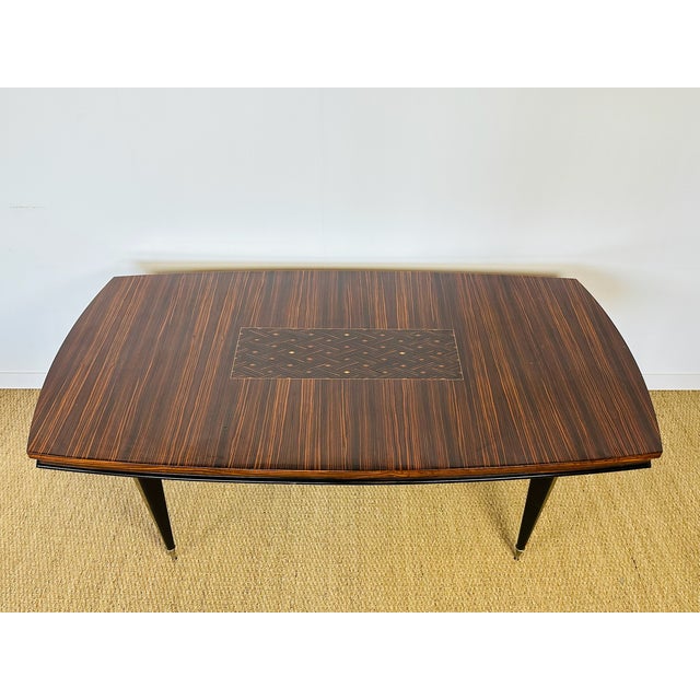Art Deco Dining Table in Macassar Ebony with Marquetry, France, 1940s For Sale - Image 4 of 18
