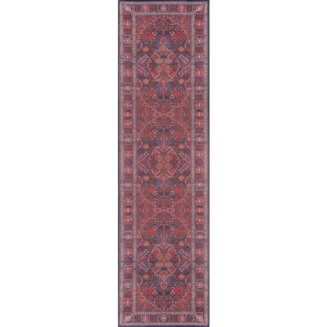 Plastic Momeni Afshar Polyester Navy Runner 2'3" X 7'6" For Sale - Image 7 of 7