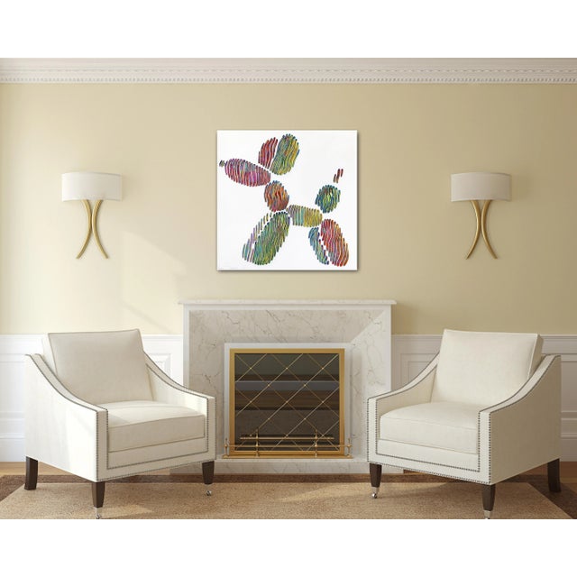 Red Dog Balloon Iconic Forever - Minimalist Abstract 3d Textural Colorful Painting Original Artwork by Virginie Schroeder For Sale - Image 8 of 9