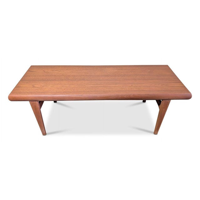1950s Attributed to Johannes Andersen Teak Coffee Table w Hidden Side Table and Drawer - 102521 For Sale In New York - Image 6 of 8
