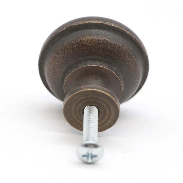 Vintage 1.375 In. Concentric Darkened Cast Brass Cabinet Drawer Knob For Sale - Image 4 of 4