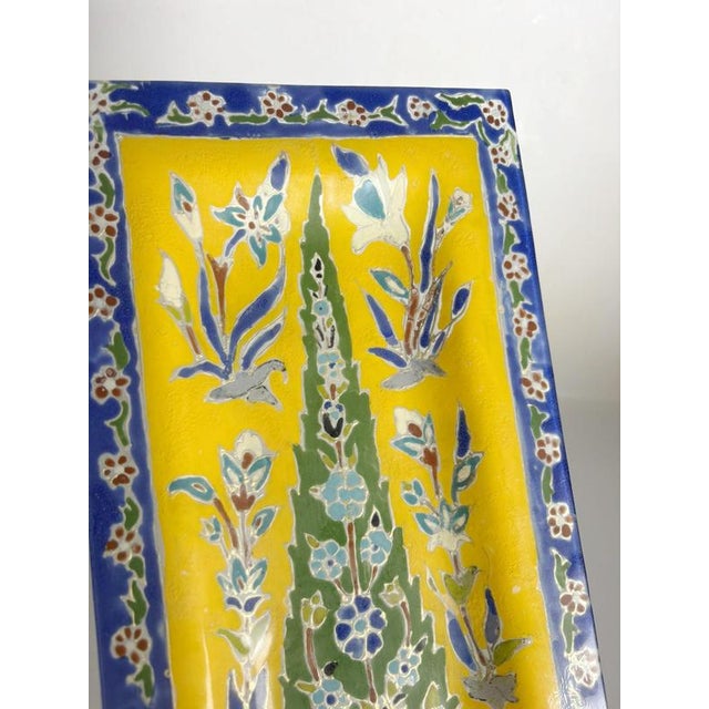 Blue Colorful Ceramic Trinket Tray with Floral Motifs, France, 1910 For Sale - Image 8 of 11