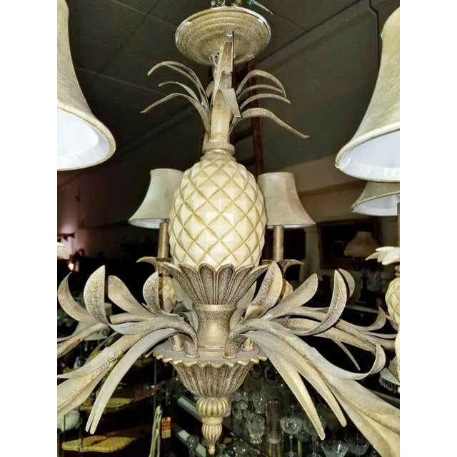 1980s Quoizel Pineapple Tole Chandelier For Sale In West Palm - Image 6 of 13