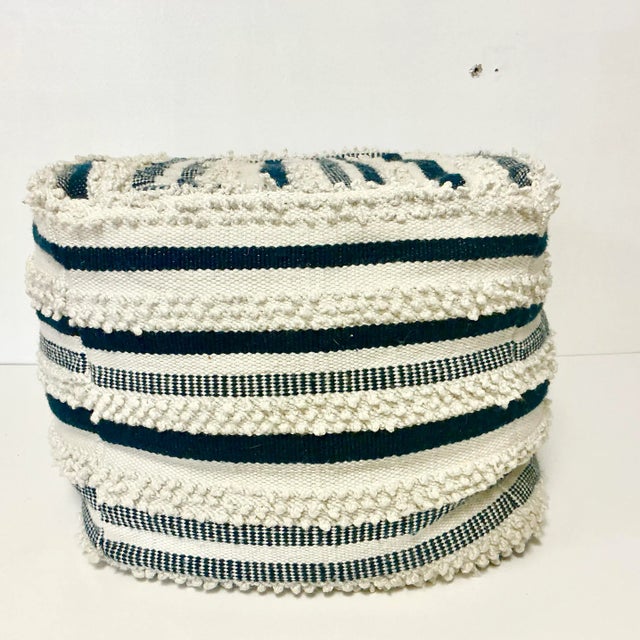 1980s Vintage Boho Chic Coastal Kilim Pouf Hassock Footstool. For Sale - Image 13 of 14