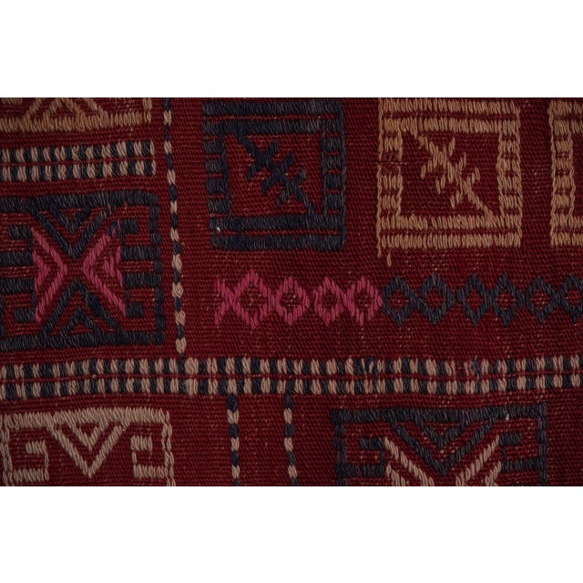 Brick Red Mid-Century Jajim Kilim Rug With Tribal Borders 4'9'' X 6'9'' For Sale - Image 8 of 10