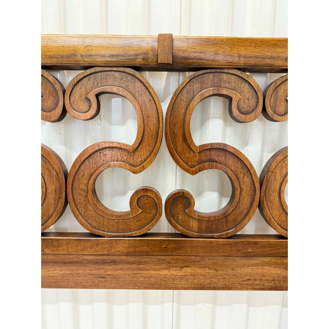Wood Mid-Century Palm Beach Regency Serpentine King Size Headboard For Sale - Image 7 of 11