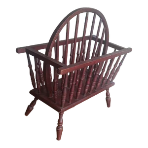 Early American Style Turned Spindle Oak Magazine Rack