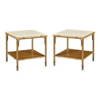 Pair of Coastal Bamboo End Tables For Sale