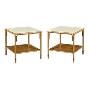 Pair of Coastal Bamboo End Tables