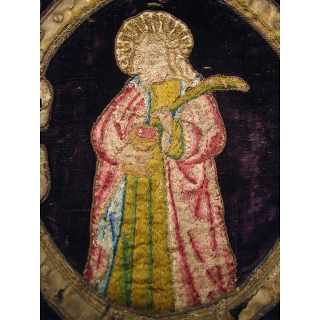 Large Velvet Gold and Silk Embroidered Antependium Circa 17 Century For Sale - Image 9 of 14