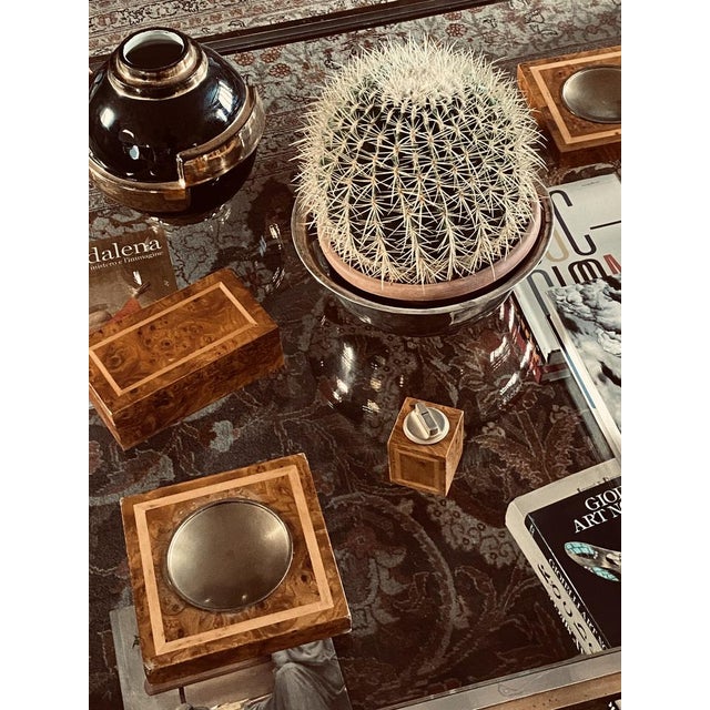 Smoking Set in Brass and Wood, Italy, 1970s, Set of 4 For Sale - Image 4 of 18