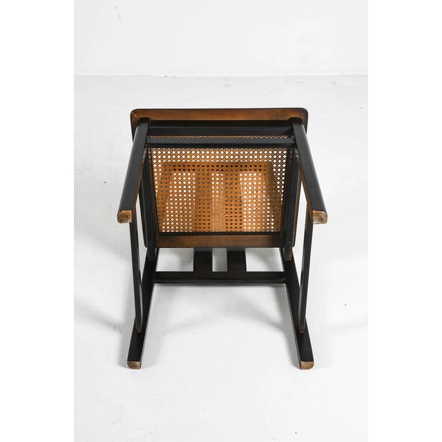 Wood 1970s Manner of Motina Black Lacquered Beech & Cane Dining Chairs, Set of Eight For Sale - Image 7 of 8