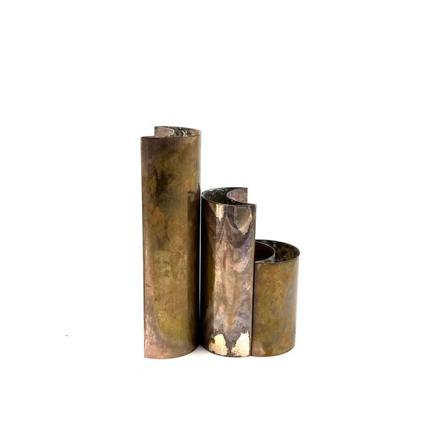 Mid-Century Modern Silver-Plated Vases, 1970s, Set of 3 For Sale - Image 14 of 18