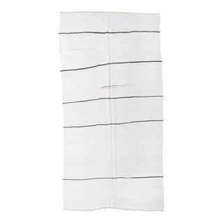 Black Striped Vintage Hemp Kilim Rug - 5`11" X 12`2" For Sale