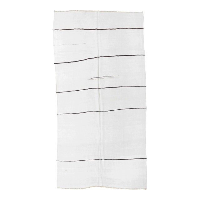 Black Striped Vintage Hemp Kilim Rug - 5`11" X 12`2" For Sale