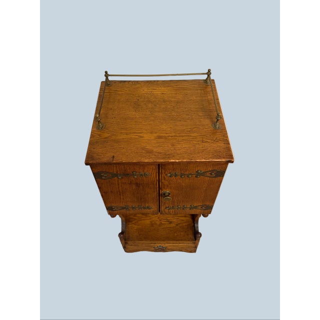 Antique Oak Sheet Music Cabinet With Flip Down Filing Cabinet For Sale - Image 4 of 8