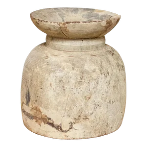 Antique Indian Wooden Pot-Telva