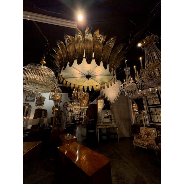 2000 - 2009 Murano Glass 2-Tier Palm Leaf Chandelier For Sale - Image 5 of 6