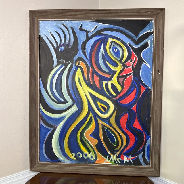 Early 20th Century Early 20th Century Vintage Abstract Painting by Listed Artist John McMahon's ~Framed, Framed For Sale - Image 5 of 11