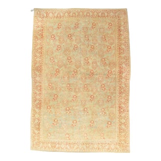 Yellow and Orange Antique Mahal Rug, Handmade Oriental Rug For Sale