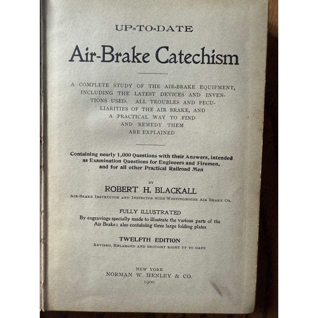 1900 - 1909 Antique Book Air-Brake Catechism by Robert H. Blackall 1900 For Sale - Image 5 of 5