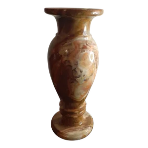 1970s Solid Onyx Variegated Brown/Green Vase