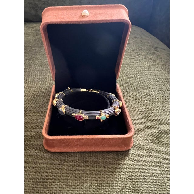 Bochic "Capri" Ruby & Multi Color Sapphire Choker Set In 18K Gold & Silver For Sale - Image 11 of 18