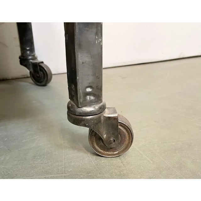 Black Industrial Side Table on Wheels, 1960s For Sale - Image 8 of 10