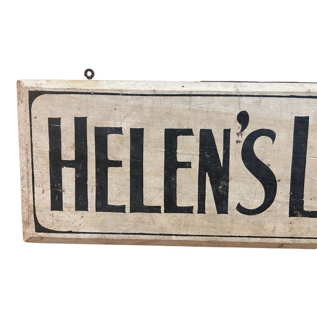 C. 1920's - 30's Helen's Lake View House Wood Sign For Sale - Image 4 of 7