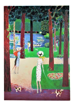 Jean-Pierre Cassigneul, "Le Lac du Bois de Boulogne" Large original color lithograph, 1991