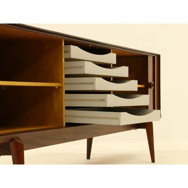 Large Rosewood Sideboard with Tambour Doors by Oswald Vermaercke for V-Form, Belgium, 1960s For Sale - Image 15 of 18