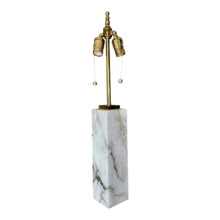 1960s Single t.h. Robsjohn-Gibbings for Hansen Table Lamp White Marble & Brass For Sale
