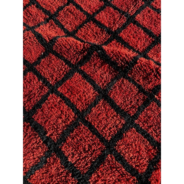 Brick Red Moroccan Geometric Berber Carpet – Luxury Atlas Wool Rug For Sale - Image 8 of 8