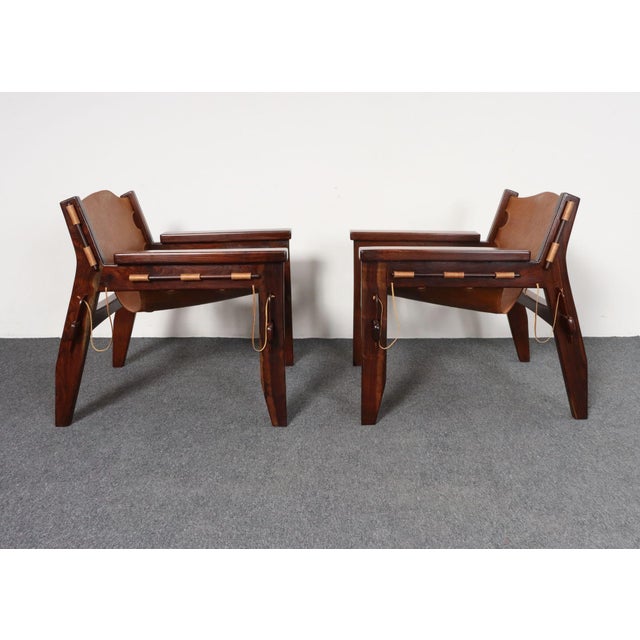 Brazilian Modern Kilin Lounge Chairs in Leather & Jacaranda by Sergio Rodrigues For Sale In New York - Image 6 of 18