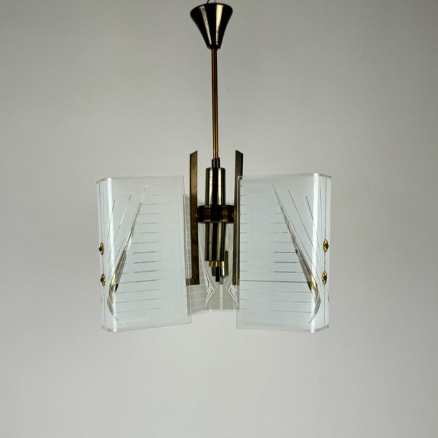 Mid-Century Modern Mid-Century Three Arm Pendant Light, Italy, 1960s For Sale - Image 3 of 9