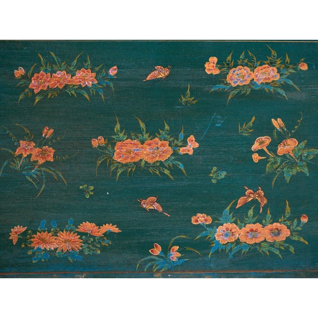 Chinese Trunk in Green-Lacquered Elm, 1900 For Sale - Image 9 of 13