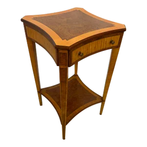 Maitland Smith Satinwood & Burlwood Inlay End Table