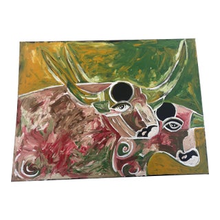 Texas Folk Art Painting by Leon Collins For Sale