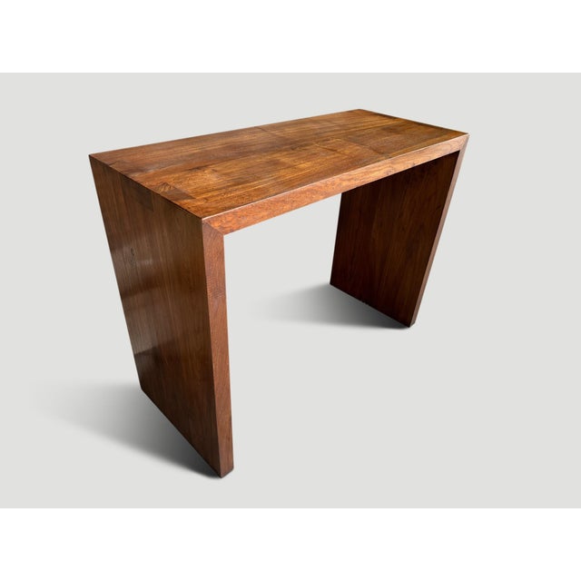 2010s Andrianna Shamaris Minimalist Teak Wood Console Table For Sale - Image 5 of 5