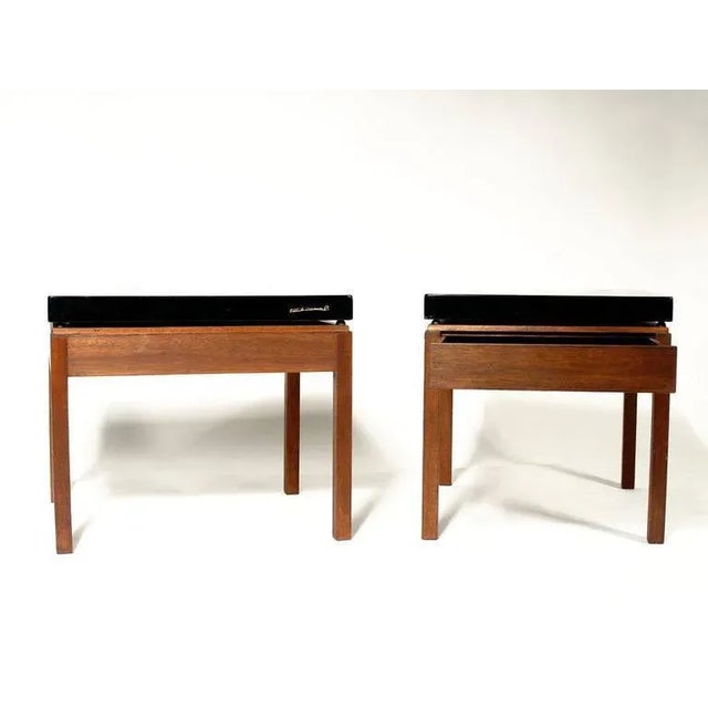 Side Tables in Black Resin and Marcasite by E. Allemeersch, Set of 2 For Sale - Image 4 of 7