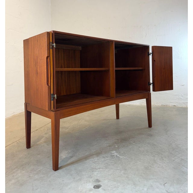 Wood 1960s Danish Teak Media Cabinet with Bi-Fold Doors For Sale - Image 7 of 9