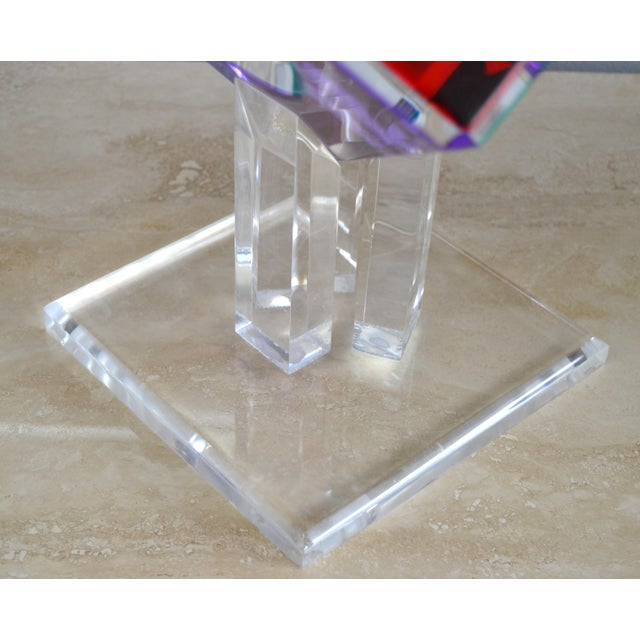 1994 Shlomi Haziza Op Art Lucite Large Cube Modern Sculpture For Sale - Image 10 of 12