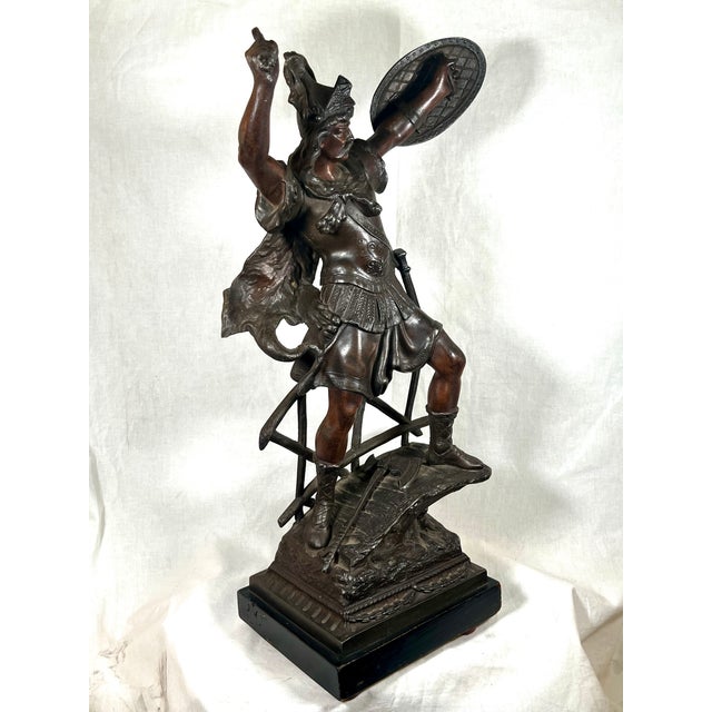 Early 20th Century Pair of Bronzed Finish Spelter Figures of Gallic Warriors For Sale - Image 10 of 18