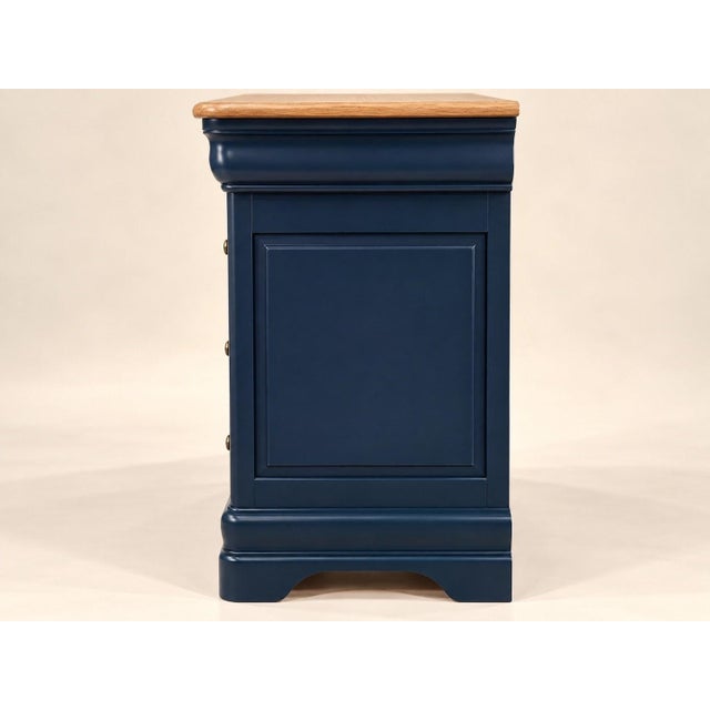 Louis Philippe Style Cherrywood Chest of 3 Drawers with Versailles Parquet Top, 1980s For Sale - Image 3 of 6