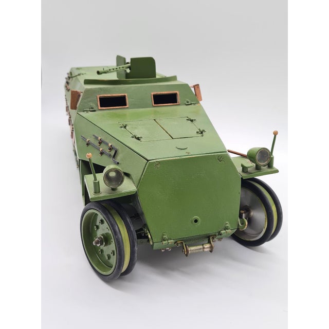 Model Sd.Kfz. 251 Carrier in Green Plywood and Metal, 1970s For Sale - Image 6 of 12