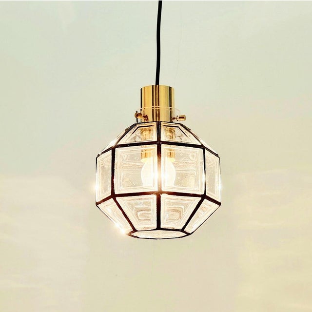 1970s Mid-Century Glass and Brass Pendants from Limburg, Germany, 1960s-1970s, Set of 2 For Sale - Image 5 of 13