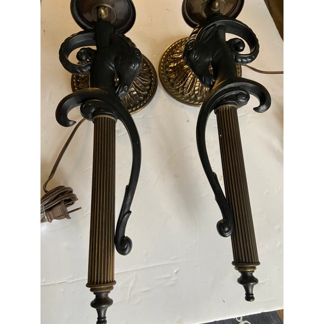 Mid 20th Century French Gazelle Ram Wall Sconce Lamps Sergio Bustamante Style - a Pair For Sale - Image 9 of 11