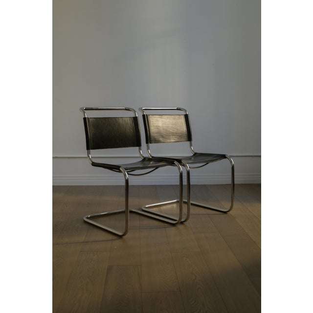 Animal Skin 1980s S33 Dining Chairs by Mart Stam, Leather & Steel, Bauhaus For Sale - Image 7 of 9