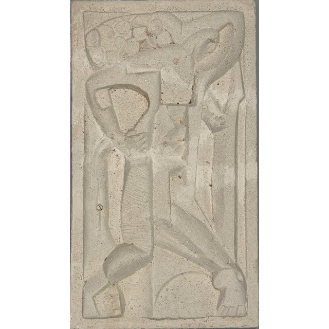 Relief mural sculpture, made of Siporex or similar material, The Sowing, unsigned 1970s Total dimensions: 70 x 40.5 x 7 cm...