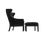 Set of Black Leather Wingchair and Ottoman by Borge Mogensen for Fredericia, 1960s For Sale